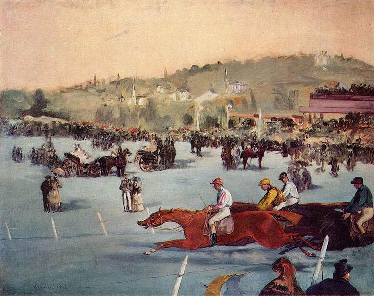 Edouard Manet Rennen im Bois de Boulogne oil painting image